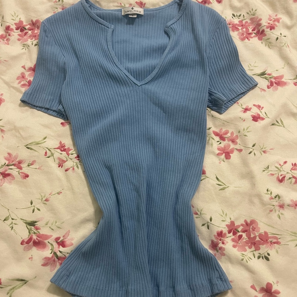 James Perse Light Blue Ribbed Shirt